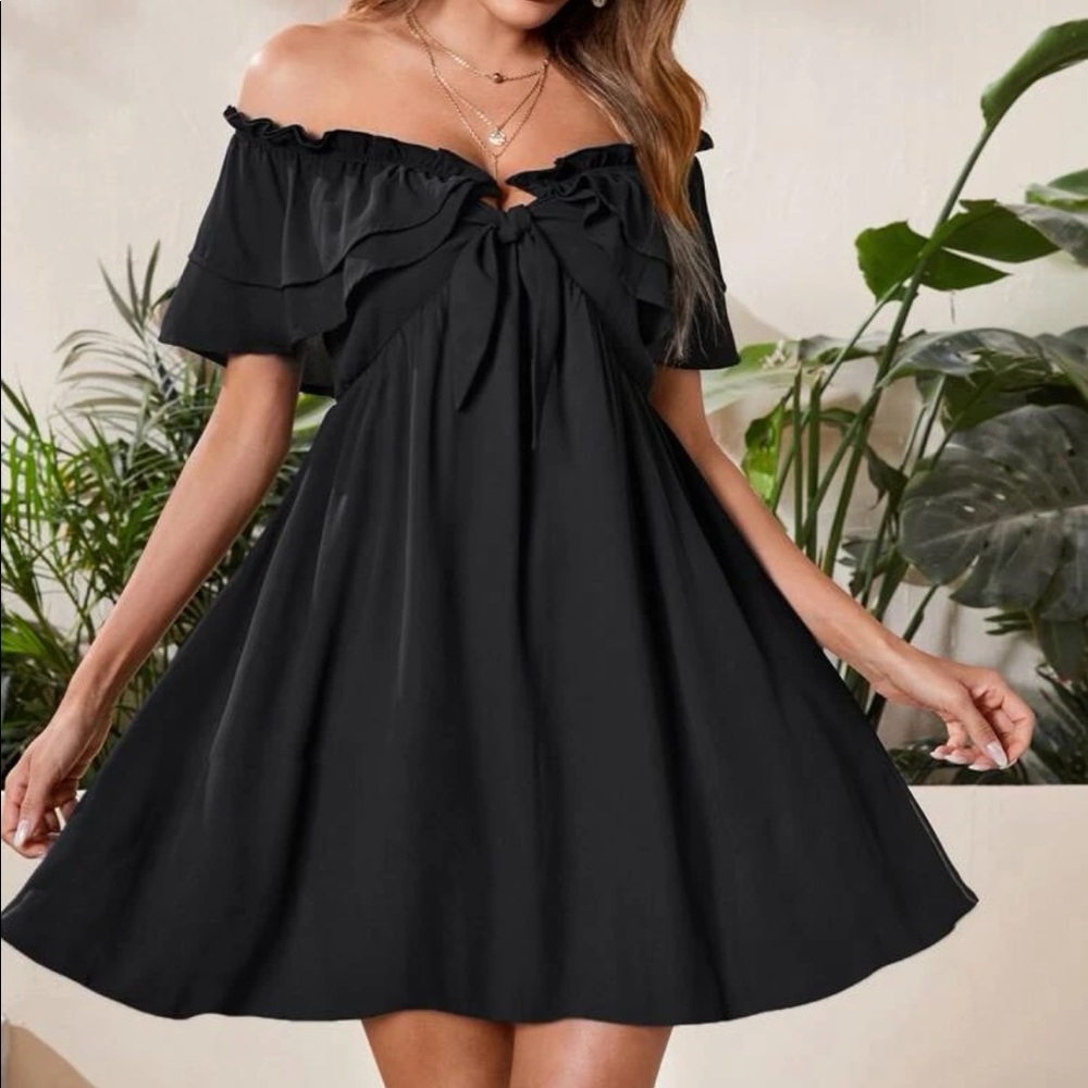 Boho off shoulder ruffle hem dress - Picture 4 of 5